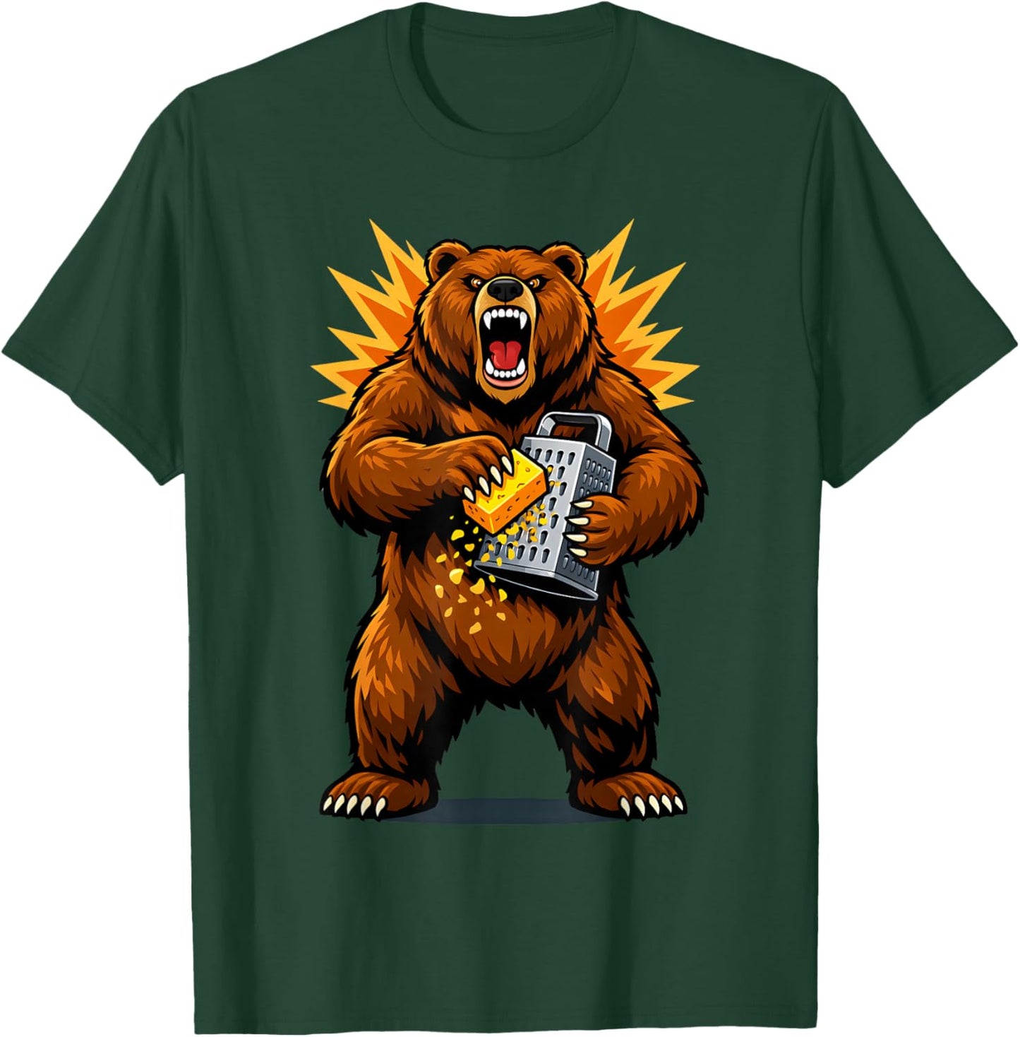 Angry Bear Grating Cheese Grater Hater T-Shirt - T-Shirt | Forest