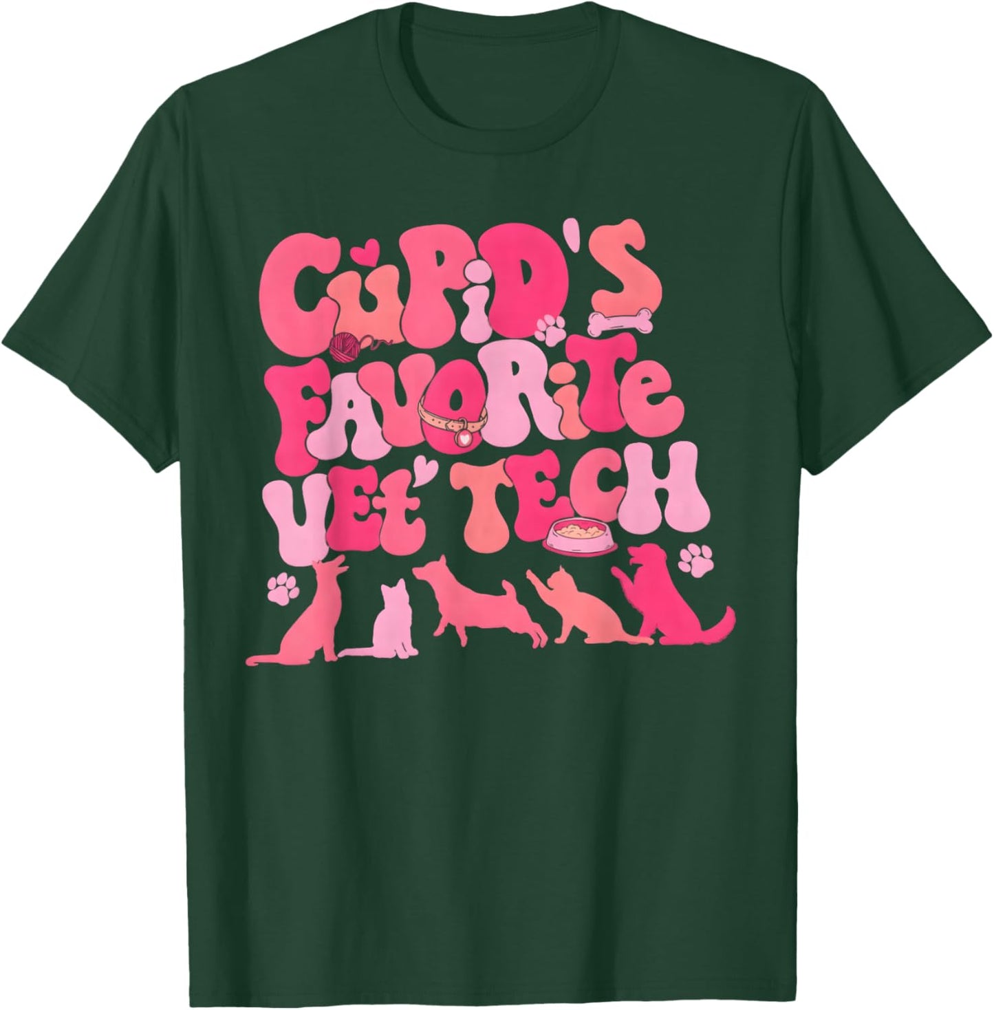 Cupid's Favorite Vet Tech Shirt Valentines Veterinarian T-Shirt - T-Shirt | Forest