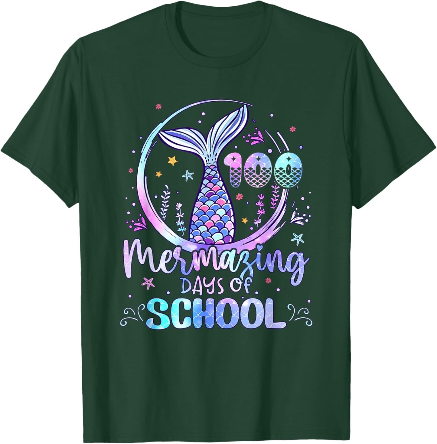 100 Mermazing Days of School Mermaid 100th Day Girls Kids T-Shirt - T-Shirt | Forest