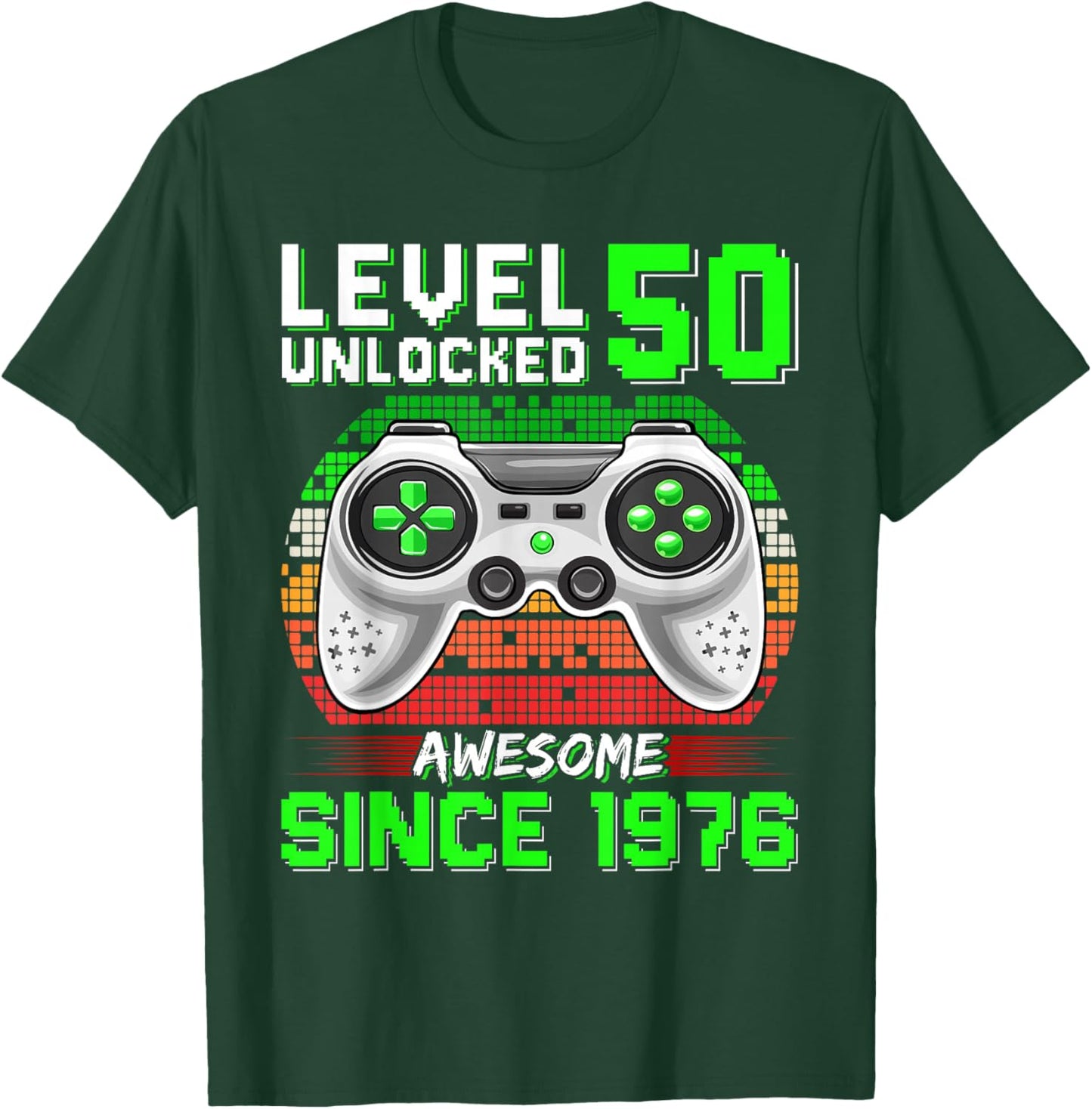 Level 50 Unlocked Awesome Since 1976 Video Gamer 50th Bday T-Shirt - T-Shirt | Forest