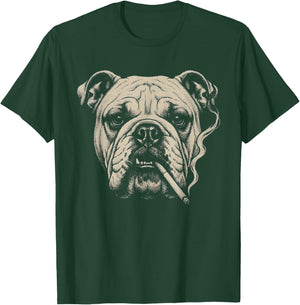 Dog Smoking Cigarette Funny English Bulldog Meme T-Shirt - T-Shirt | Forest