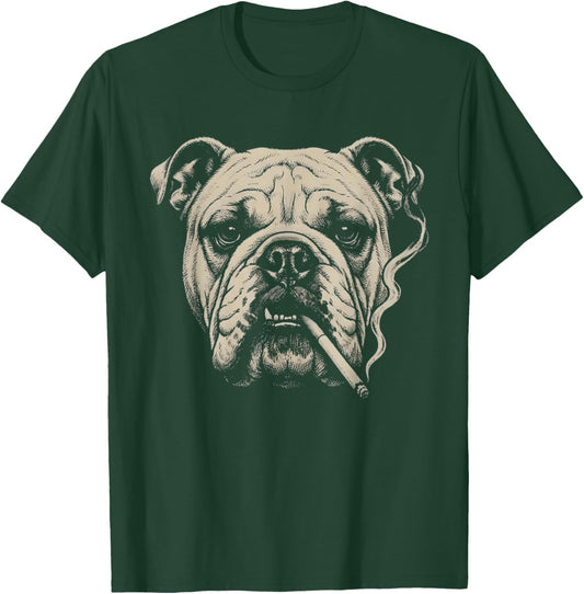Dog Smoking Cigarette Funny English Bulldog Meme T-Shirt - T-Shirt | Forest