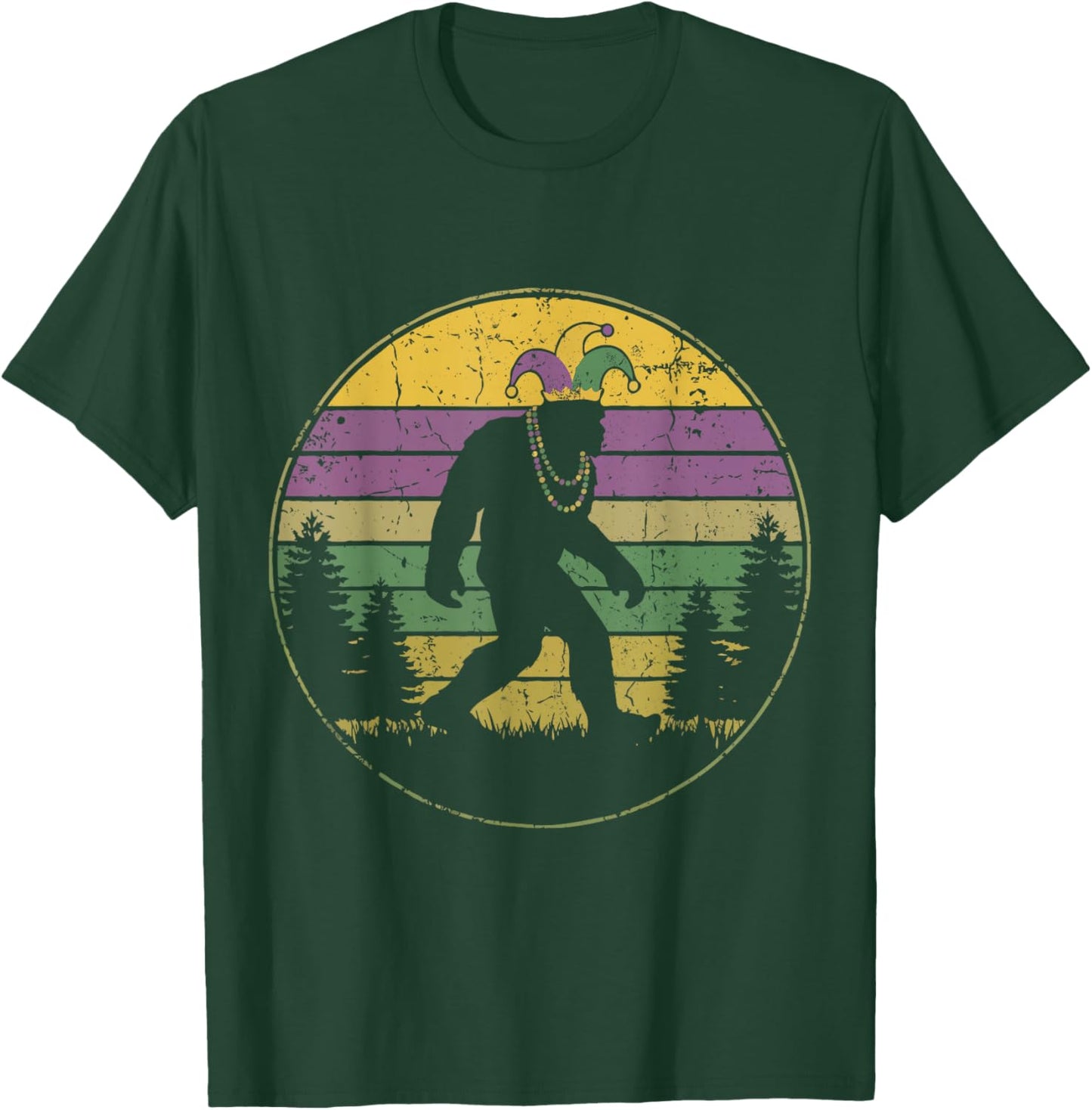 Mardi Gras Bigfoot Sasquatch Jester Hat New Orleans Festival T-Shirt - T-Shirt | Forest