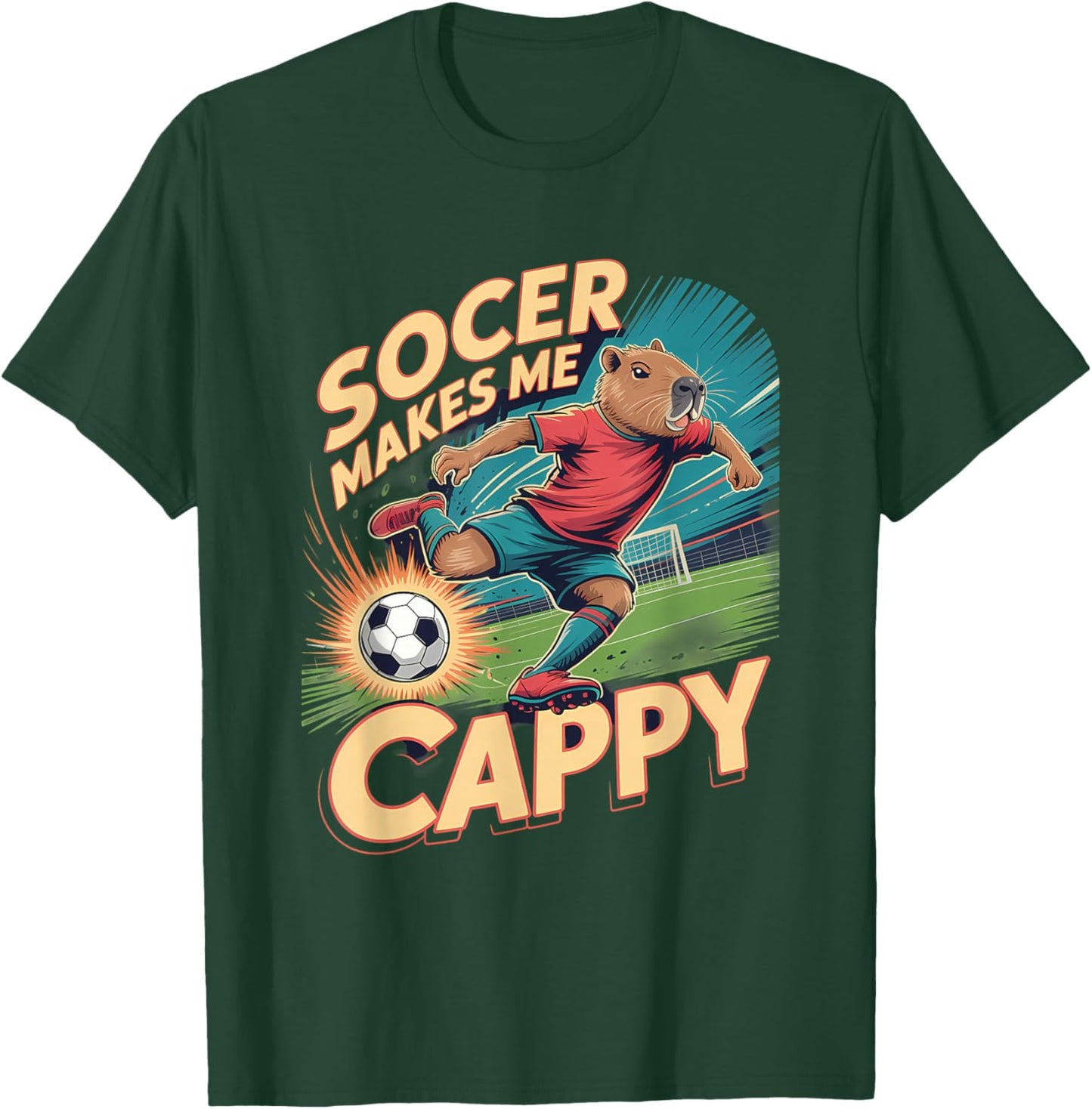 Soccerer Capybara Pun Football Funny Soccer T-Shirt - T-Shirt | Forest