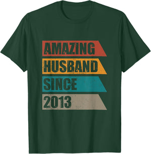 Retro Amazing Husband Since 2013 13th Wedding Anniversary T-Shirt - T-Shirt | Forest