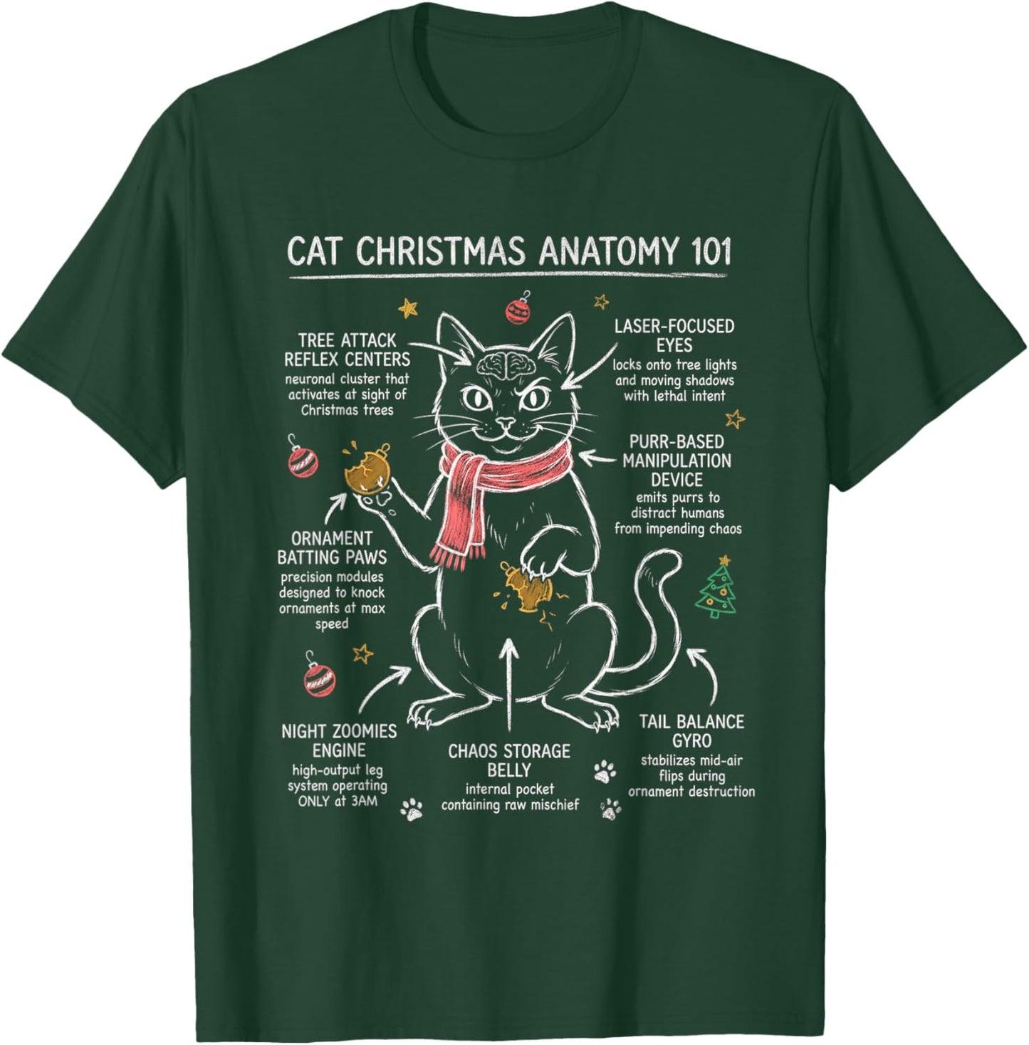 Funny Cat Christmas T-Shirt - T-Shirt | Forest
