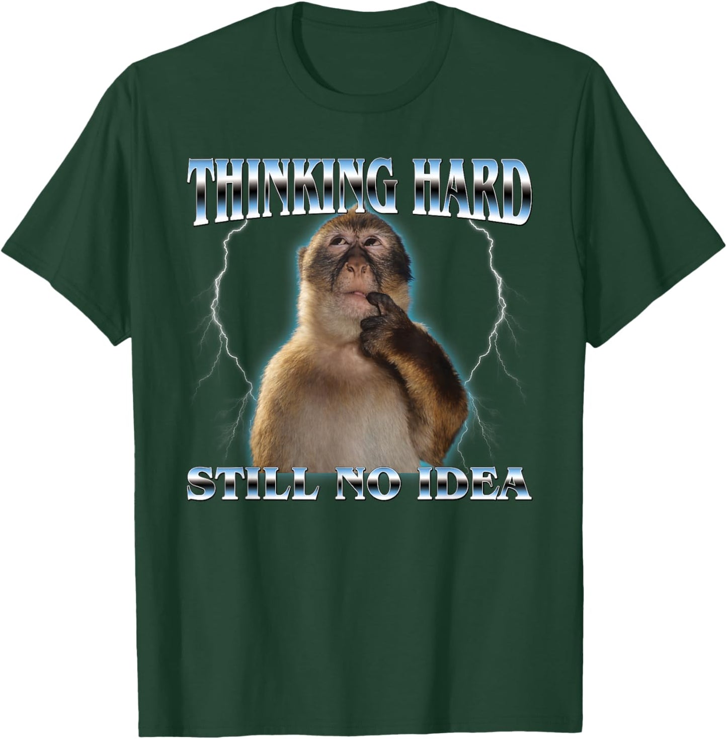 Thinking Monkey Funny Meme Cute Men Women Kids T-Shirt - T-Shirt | Forest