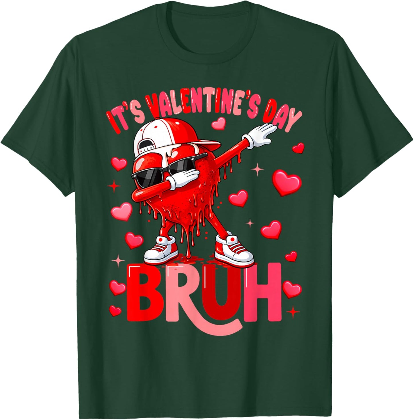 Bruh Valentines Day Boys Kids Drip Heart Funny Valentine T-Shirt - T-Shirt | Forest