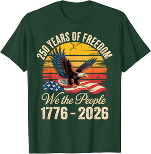 4th of July American Flag Eagle Vintage 250 Years 1776 2026 T-Shirt - T-Shirt | Forest