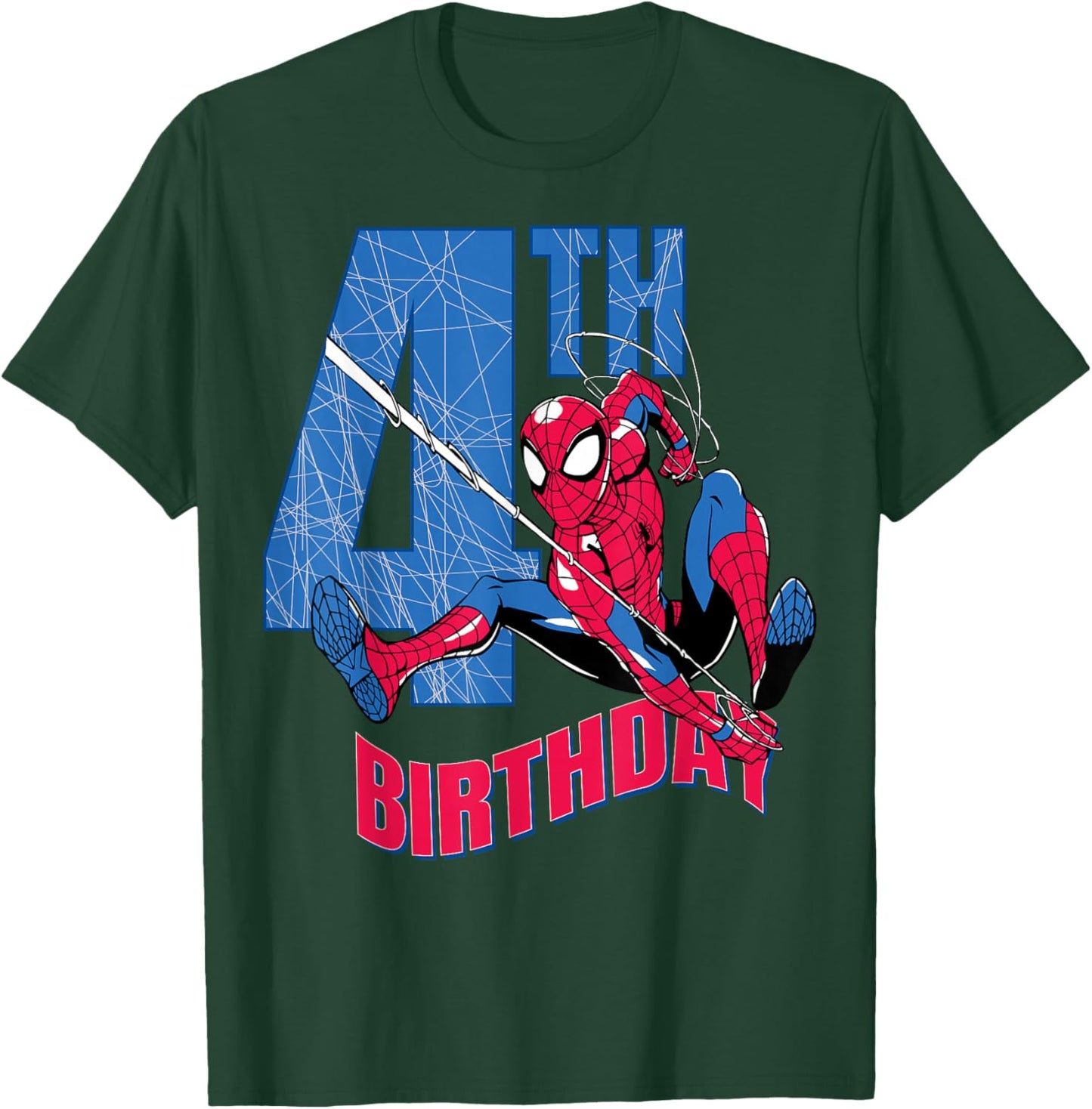 Marvel Comics Spider-Man 4th Birthday Hero Web Action T-Shirt - T-Shirt | Forest