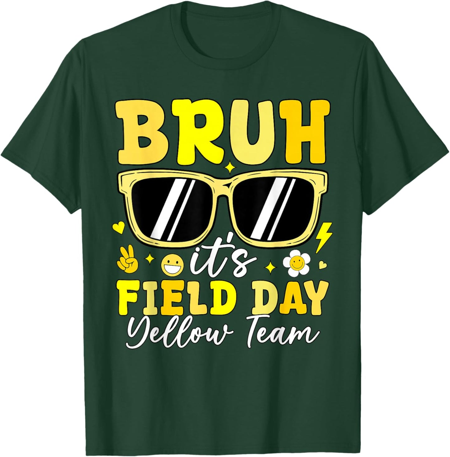 Bruh It's Field Day Yellow Team Outdoor Games Kids Teacher T-Shirt - T-Shirt | Forest