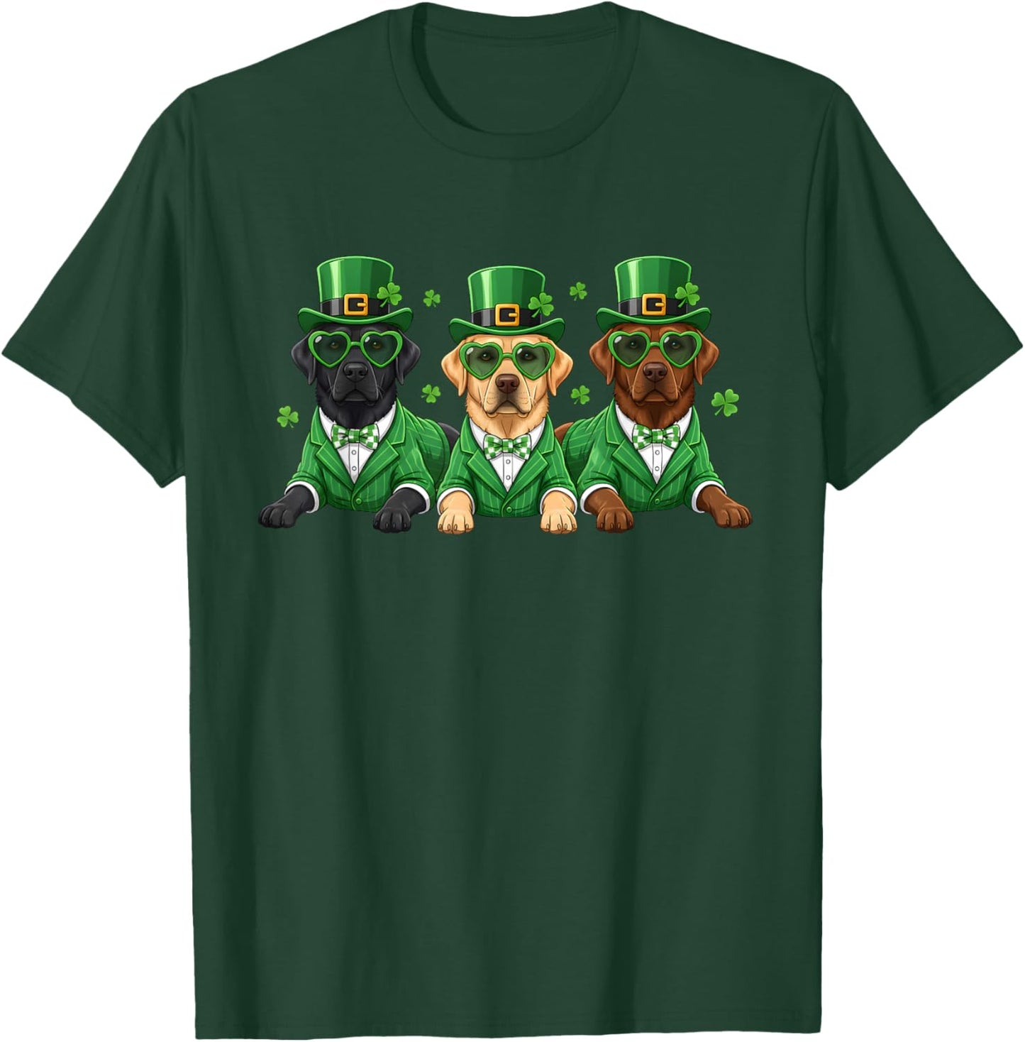 Funny Labrador Retriever Shamrock St Patricks Day Irish Dog T-Shirt - T-Shirt | Forest