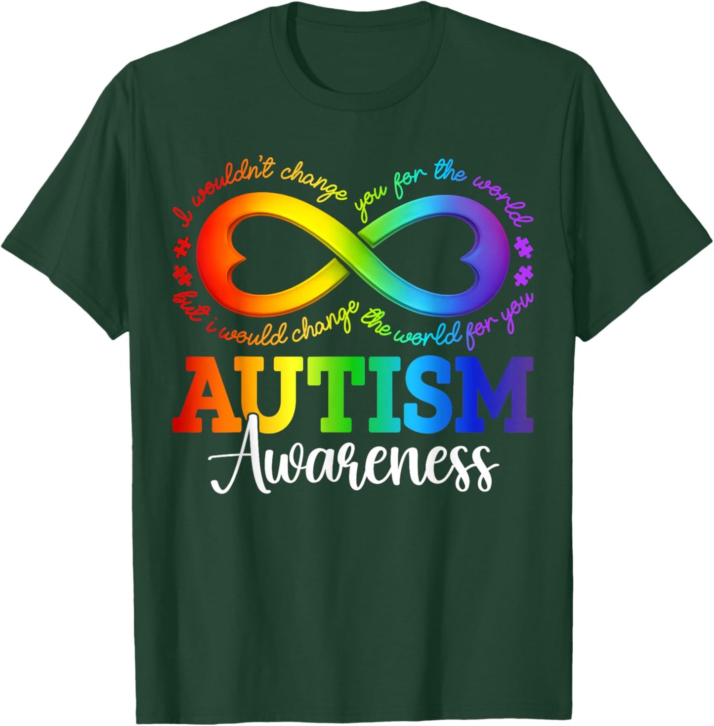 Autism Awareness Acceptance Shirt Infinity Symbol Men Women T-Shirt - T-Shirt | Forest
