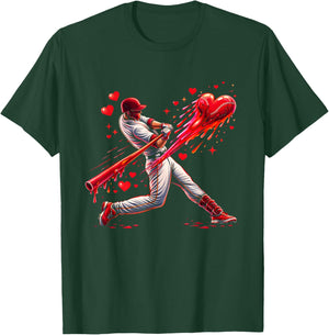 Valentine Baseball Player Drip T-Shirt - T-Shirt | Forest