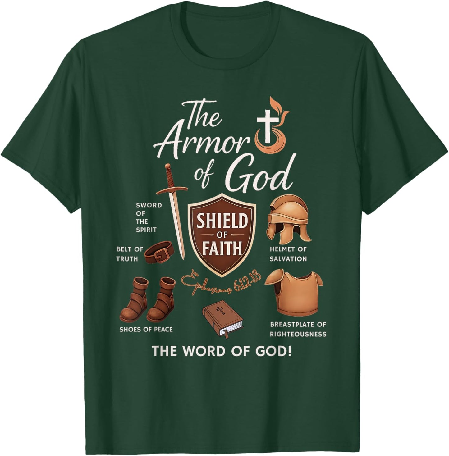 Ephesians 6 Armor of God Scripture Battle Faith Art T-Shirt - T-Shirt | Forest