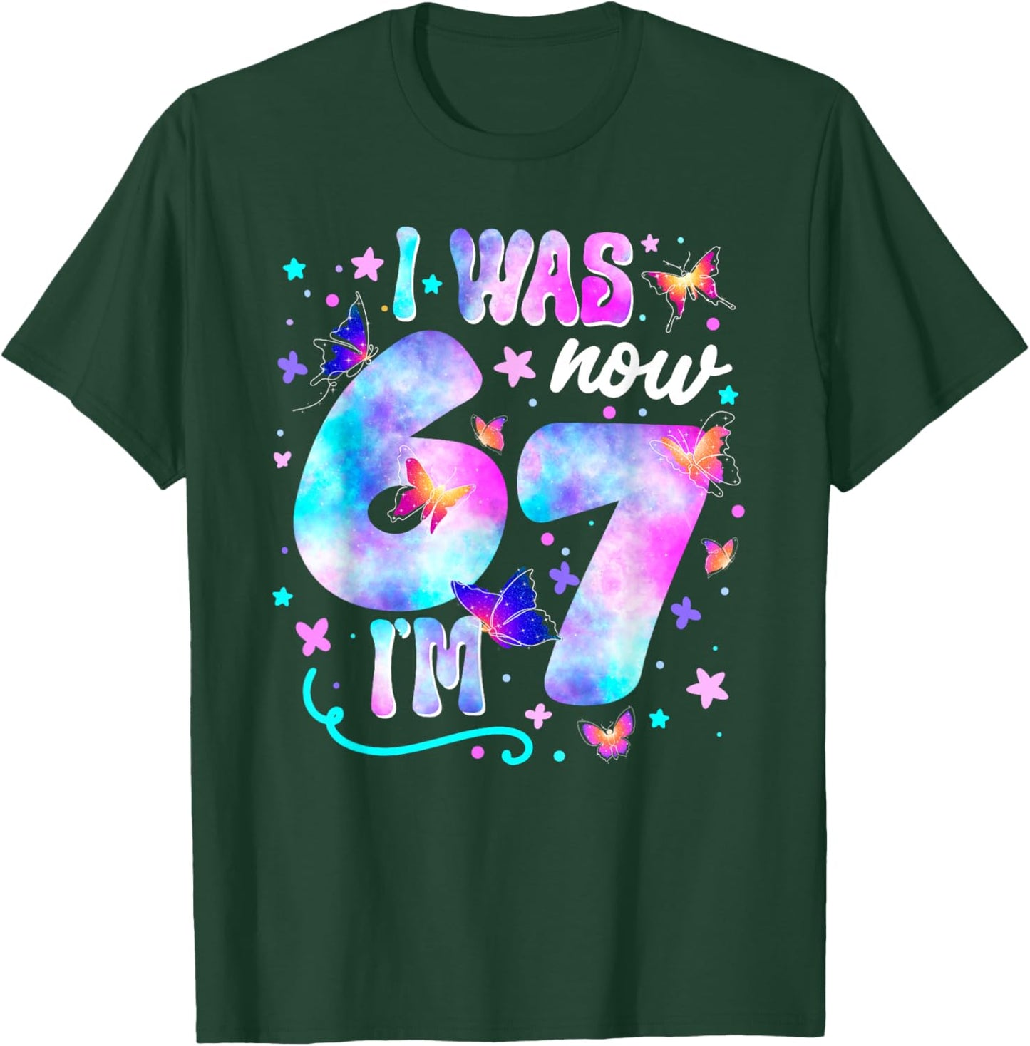 I was 6 Now I’m 7 Butterfly 7th Birthday Girls Kids T-Shirt - T-Shirt | Forest