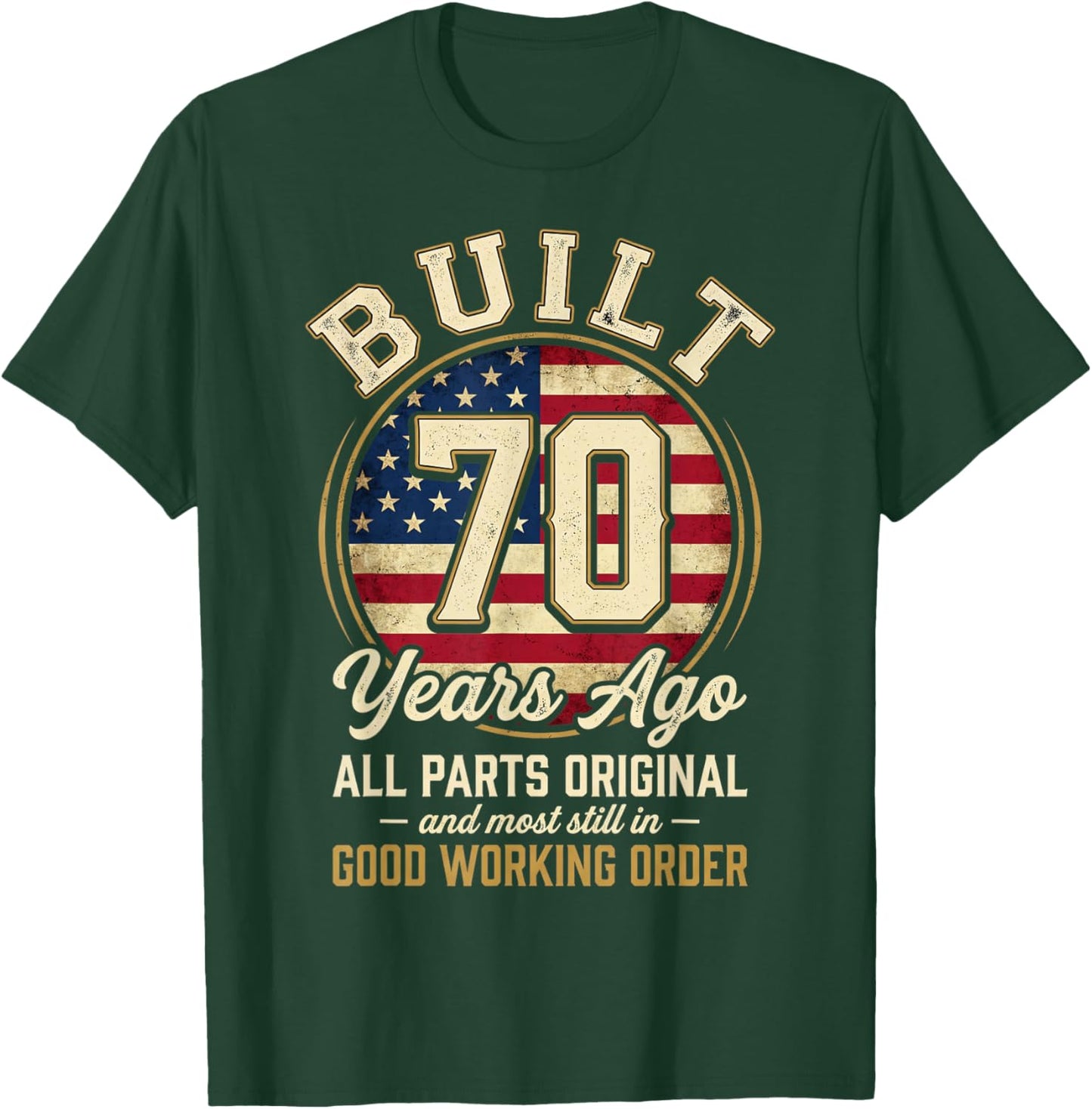 70 Year Old Man Patriotic USA Flag Dad 70th Birthday Men T-Shirt - T-Shirt | Forest