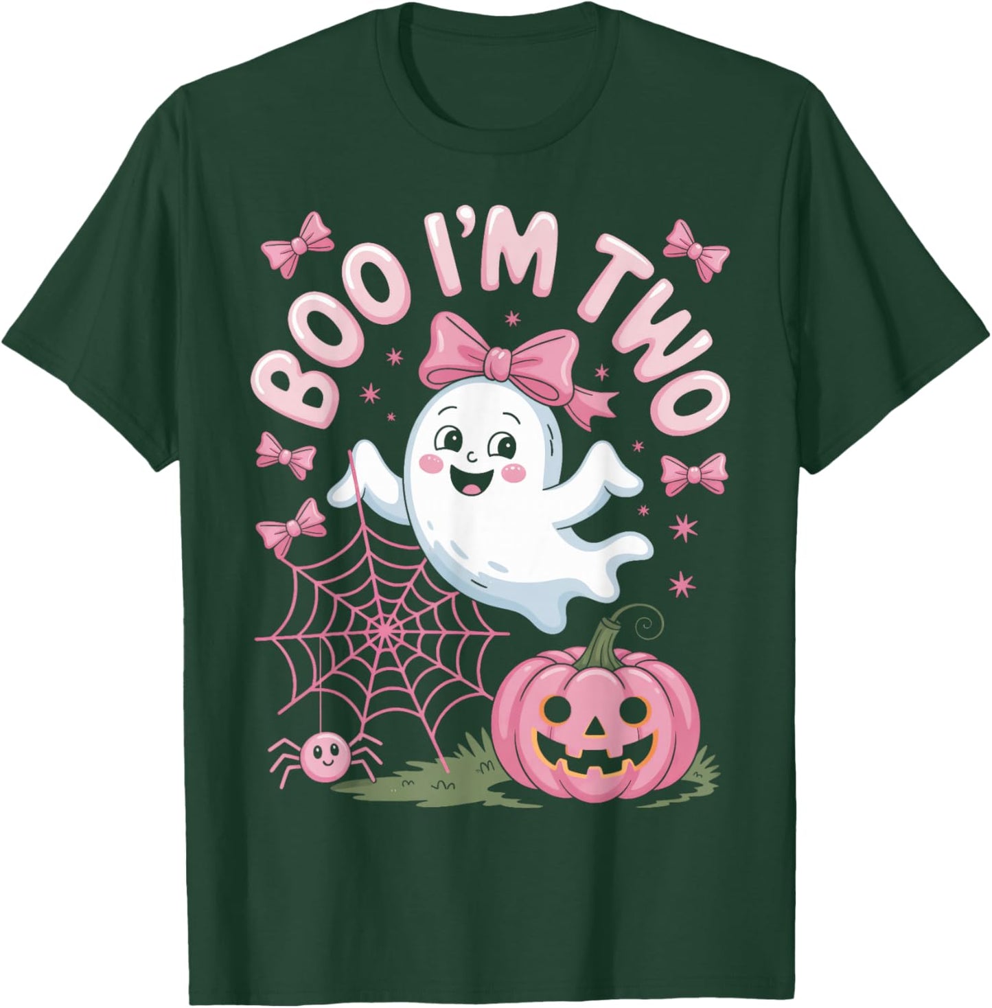 Boo I'm Two Second Birthday Halloween Ghost Pumpkin Kids T-Shirt - T-Shirt | Forest