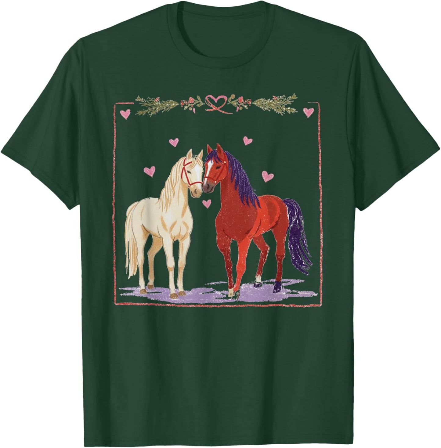 Funny Western Valentine Horse Bow Horse Lover Couples T-Shirt - T-Shirt | Forest