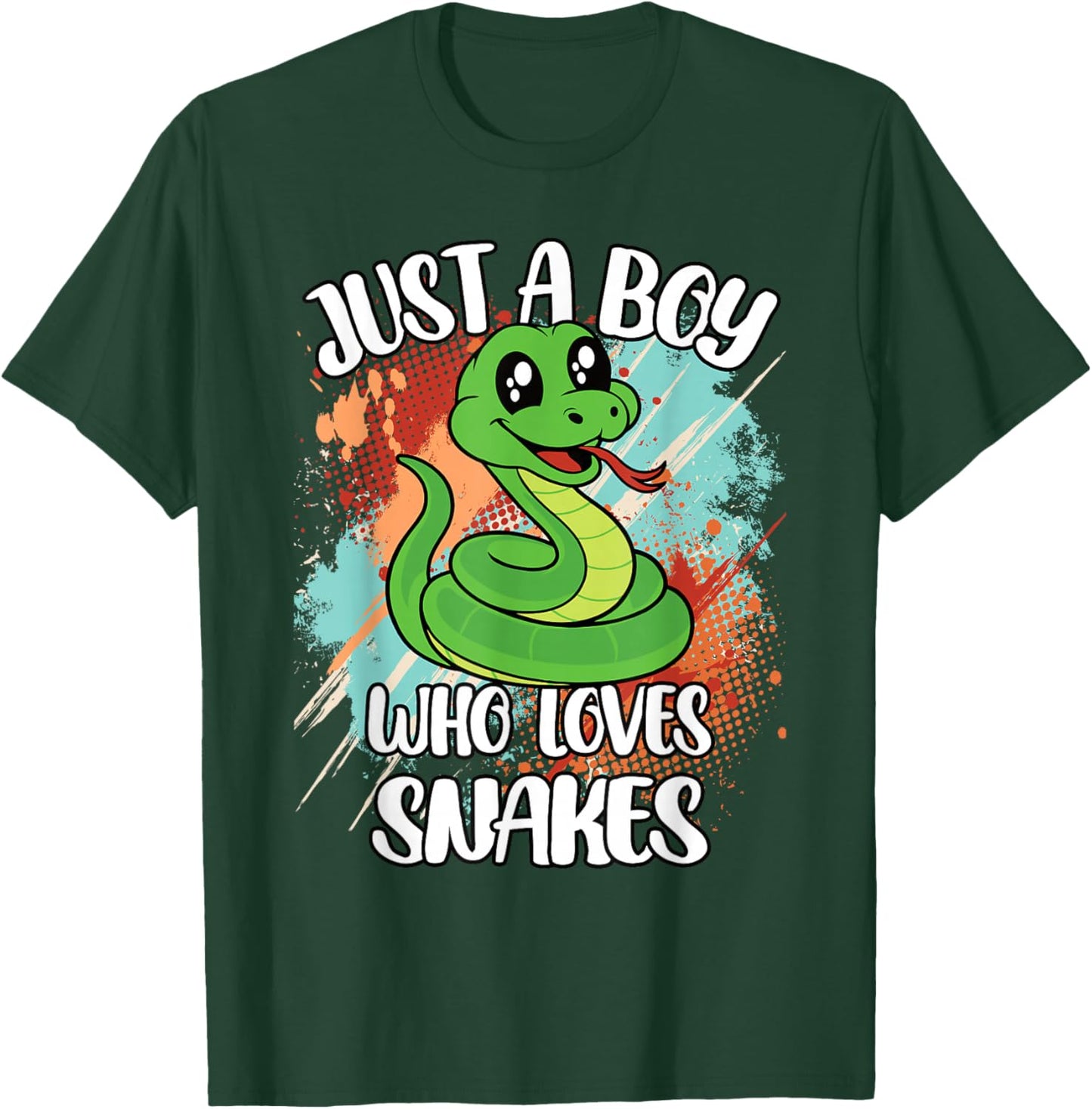 Just A Boy Who Loves Snakes Funny Retro Reptile Boys Kids T-Shirt - T-Shirt | Forest