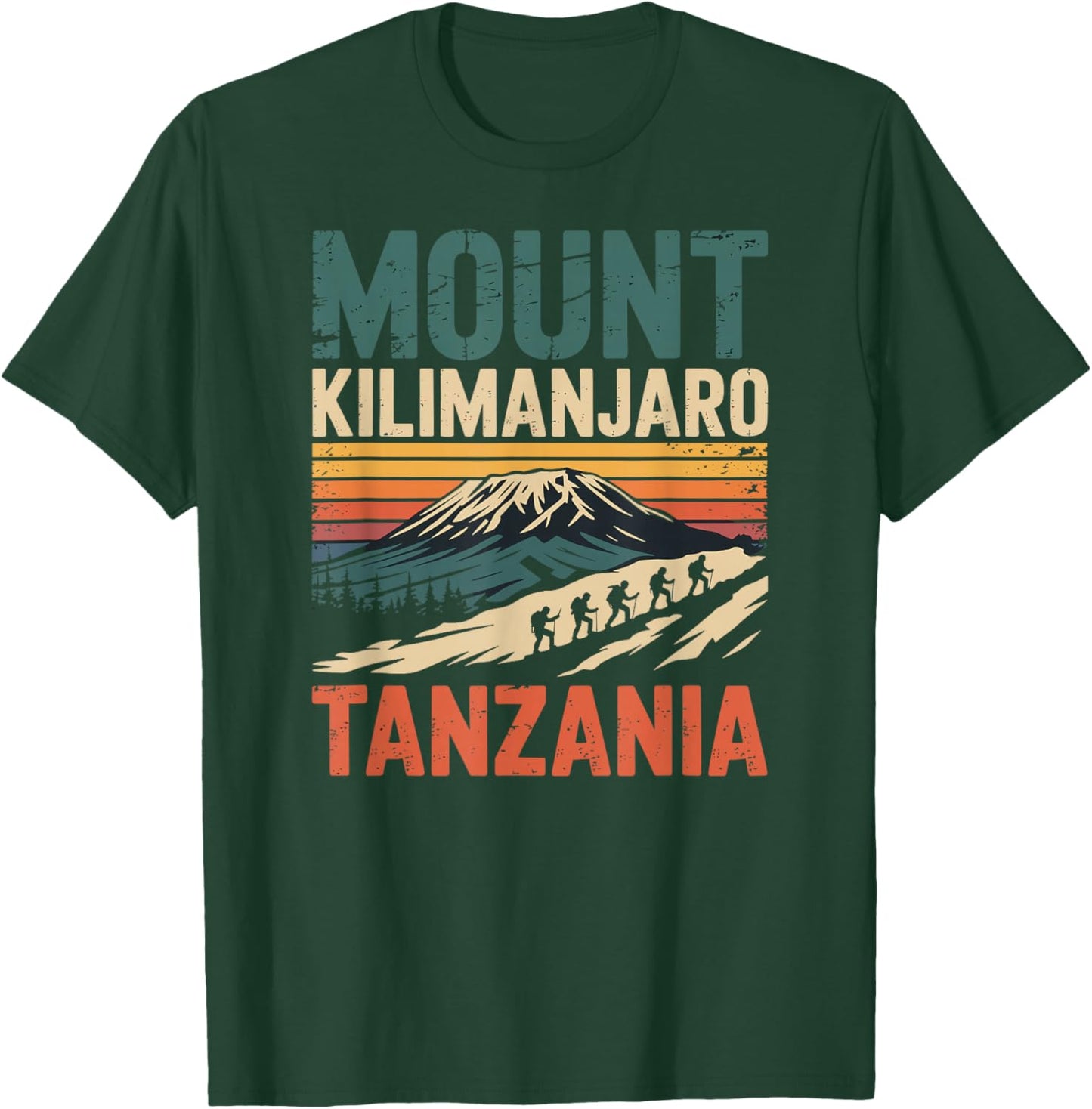 Mount Kilimanjaro Tanzania, Retro Travel Hiking Adventure T-Shirt - T-Shirt | Forest