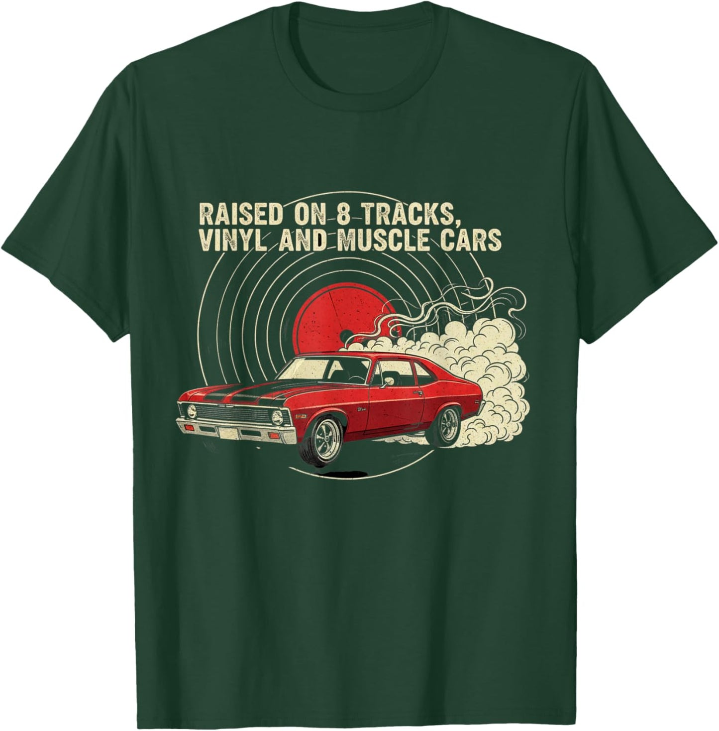 Raised on Vinyl and V8s Classic 70 Nova Lover Design T-Shirt - T-Shirt | Forest