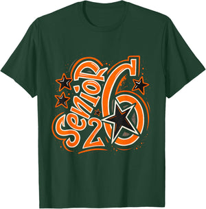 Senior 2026 Bold Orange Star Graffiti Graduation Art T-Shirt - T-Shirt | Forest