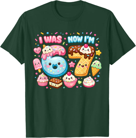 I was 6 Now I'm 7 Ice Cream Drip 67 Meme Kids Birthday Party T-Shirt - T-Shirt | Forest