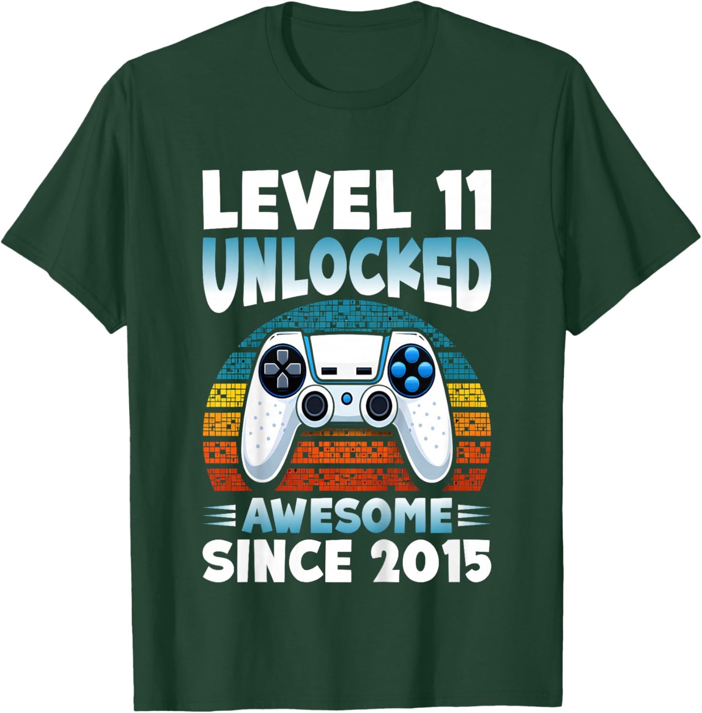 Kids Level 11 Unlocked Awesome Since 2015 Gamer 11th Birthday T-Shirt - T-Shirt | Forest