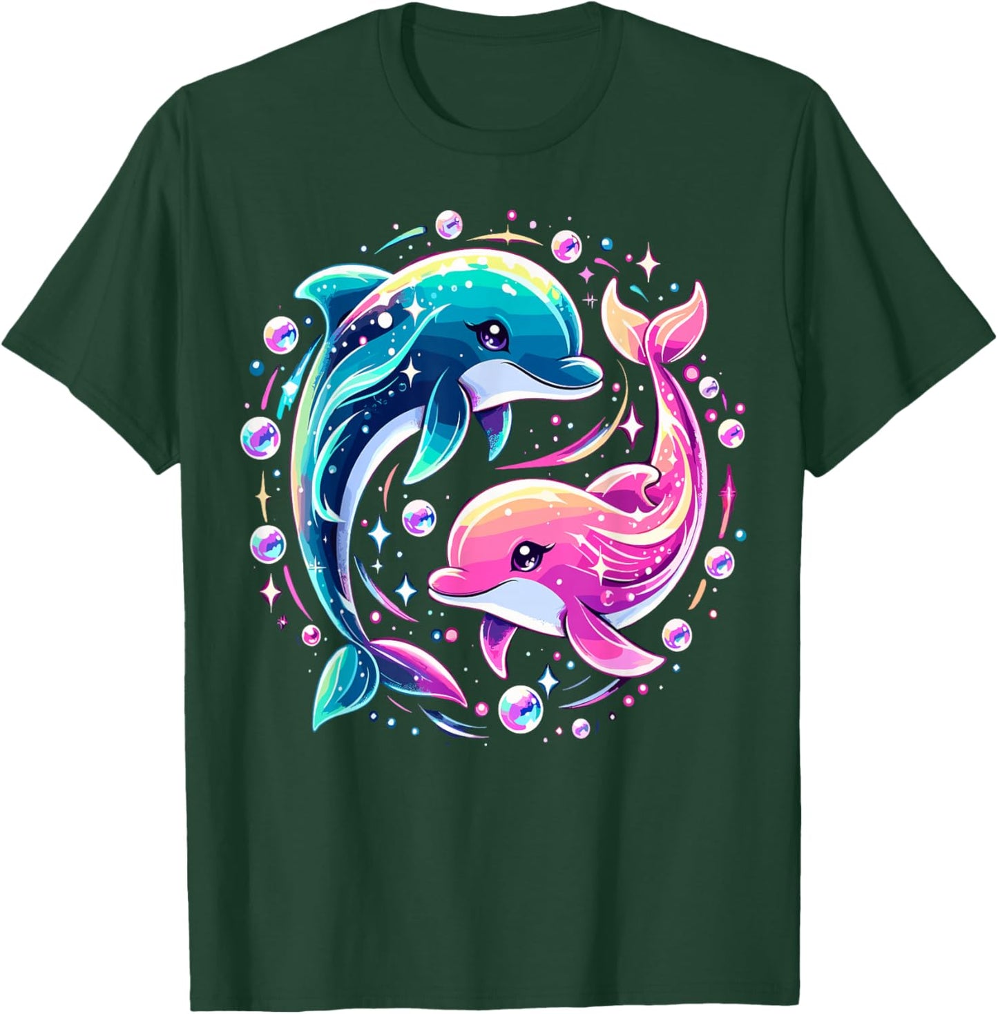 Dolphin Colorful Sea Ocean Animal Dolphin T-Shirt - T-Shirt | Forest