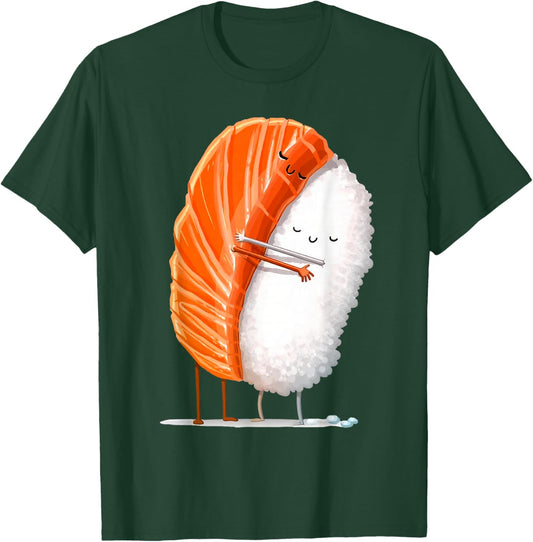 Cute Couple Sushi Salmon Rice Hugging Valentines T-Shirt - T-Shirt | Forest