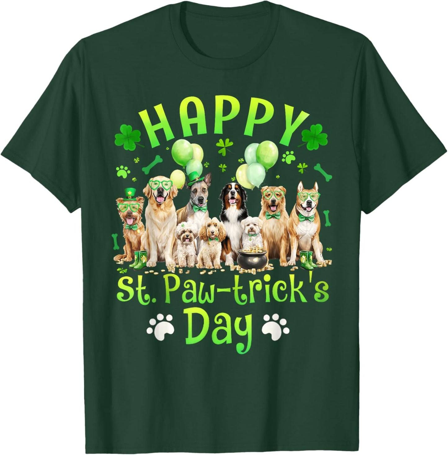 Saint Patrick's Day Paw-trick's Dog Lover Boys Girl Kid T-Shirt - T-Shirt | Forest