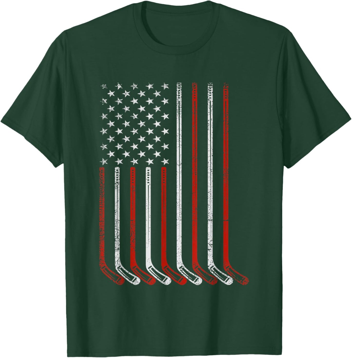 Ice Hockey Player & Coach US Flag Penalty Box Patriotic Fan T-Shirt - T-Shirt | Forest