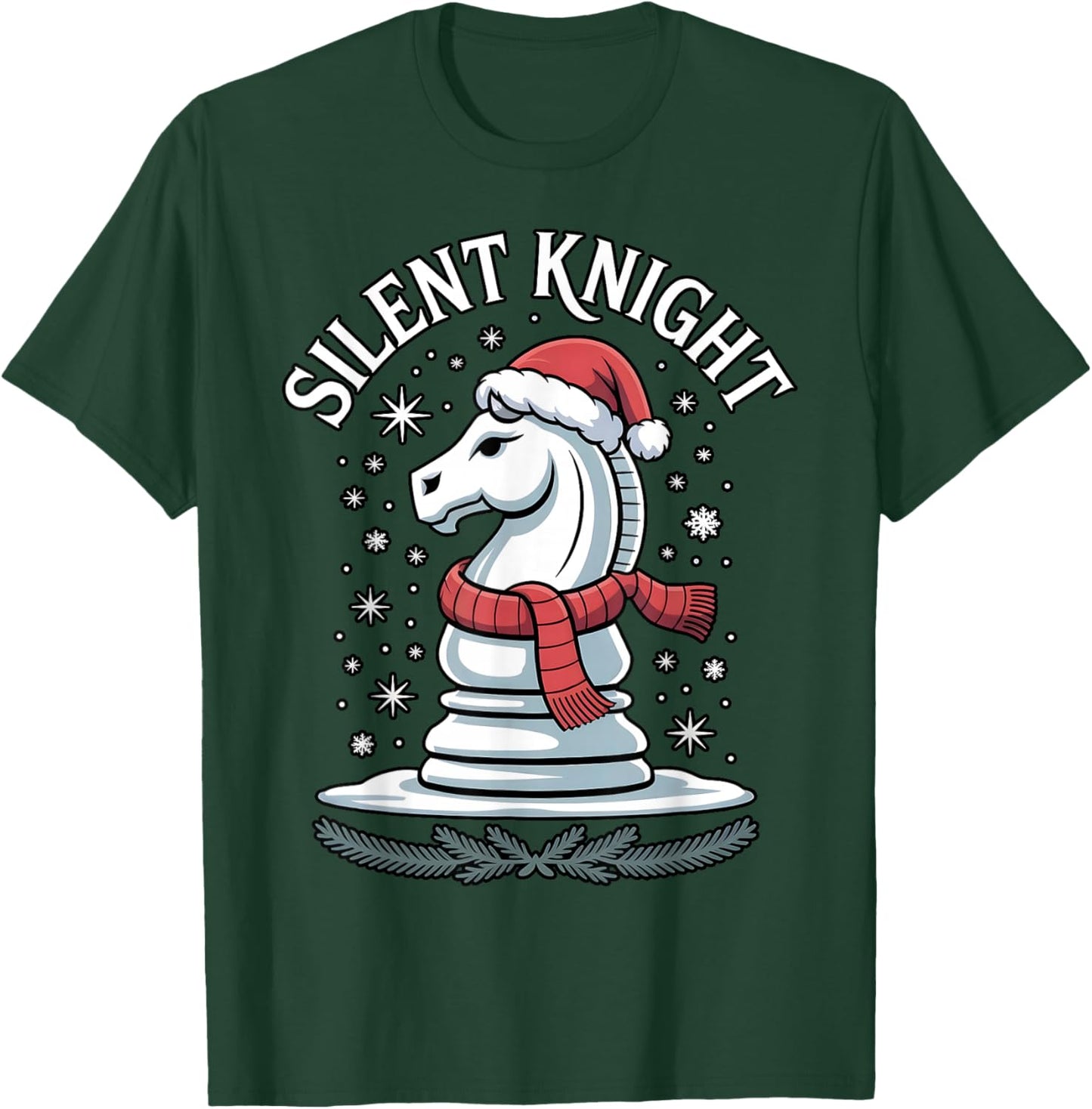 Silent Knight Funny Xmas Chess Christmas Pun T-Shirt - T-Shirt | Forest