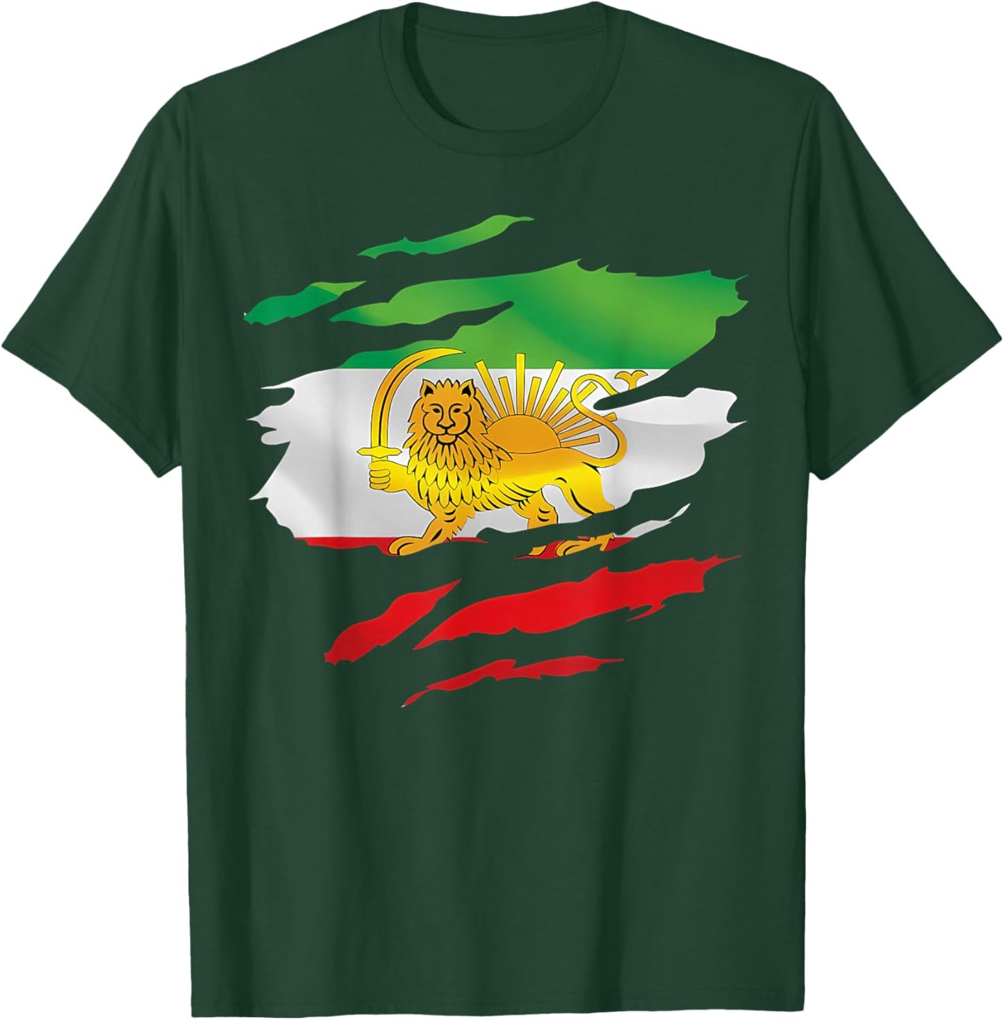 Free Iran Symbol Flag Heartbeat Freedom Love with Lion T-Shirt - T-Shirt | Forest