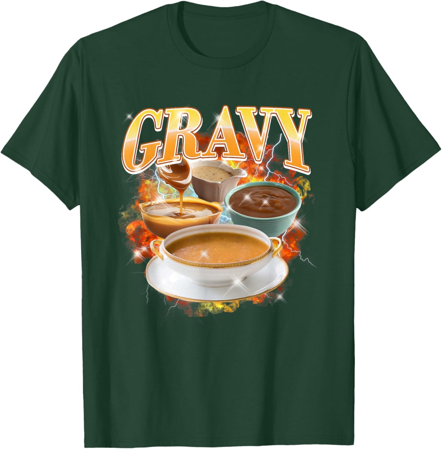 Thanksgiving Gravy Bootleg 90's Rap Rock Vintage Funny T-Shirt - T-Shirt | Forest