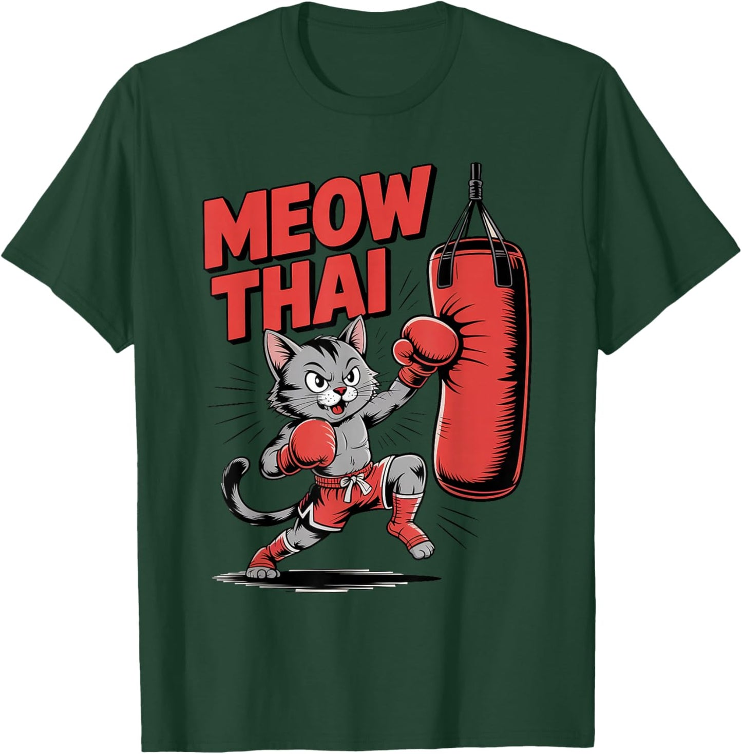 Funny Cat Muay Thai Meow Thai Kitten Karate Kickboxing Kids T-Shirt - T-Shirt | Forest