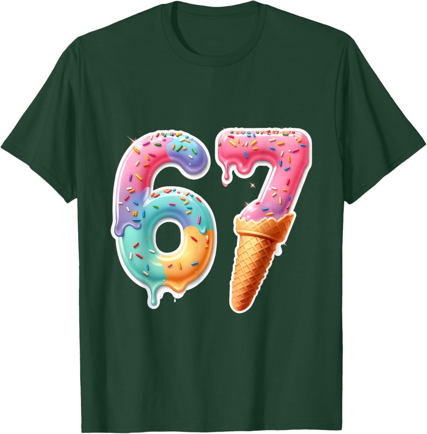 Six Seven 67 Ice Cream Drip Sports Cool Meme Funny Number T-Shirt - T-Shirt | Forest