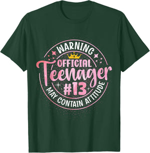 13th Birthday Girl Official Teenager 13 Year Old Birthday T-Shirt - T-Shirt | Forest