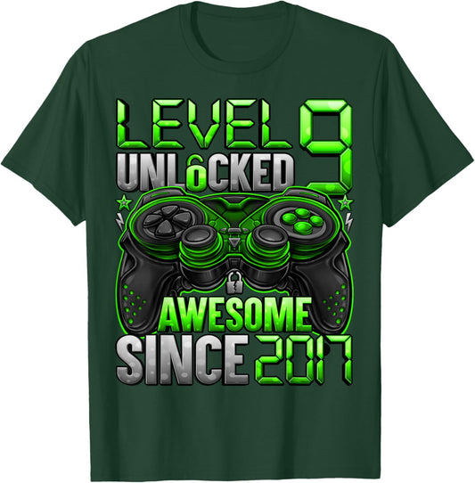 Level 9 Unlocked 9 Year Old Gifts for Boys 9th Birthday Boy T-Shirt - T-Shirt | Forest