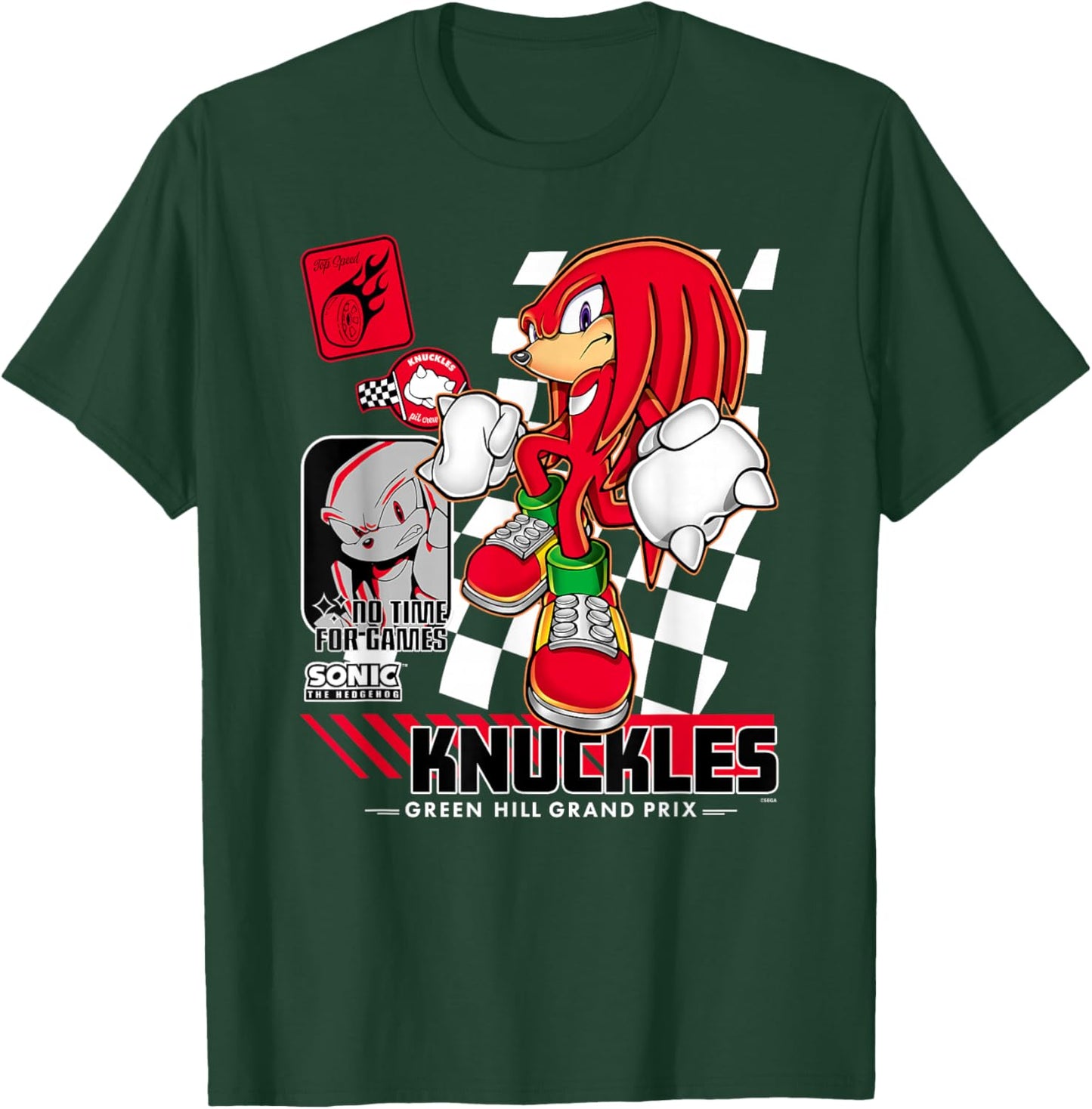 Sonic The Hedgehog Knuckles No Time for Games Poster T-Shirt - T-Shirt | Forest