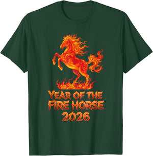 Year of The Fire Horse, Chinese Zodiac Lunar New Year 2026 T-Shirt - T-Shirt | Forest