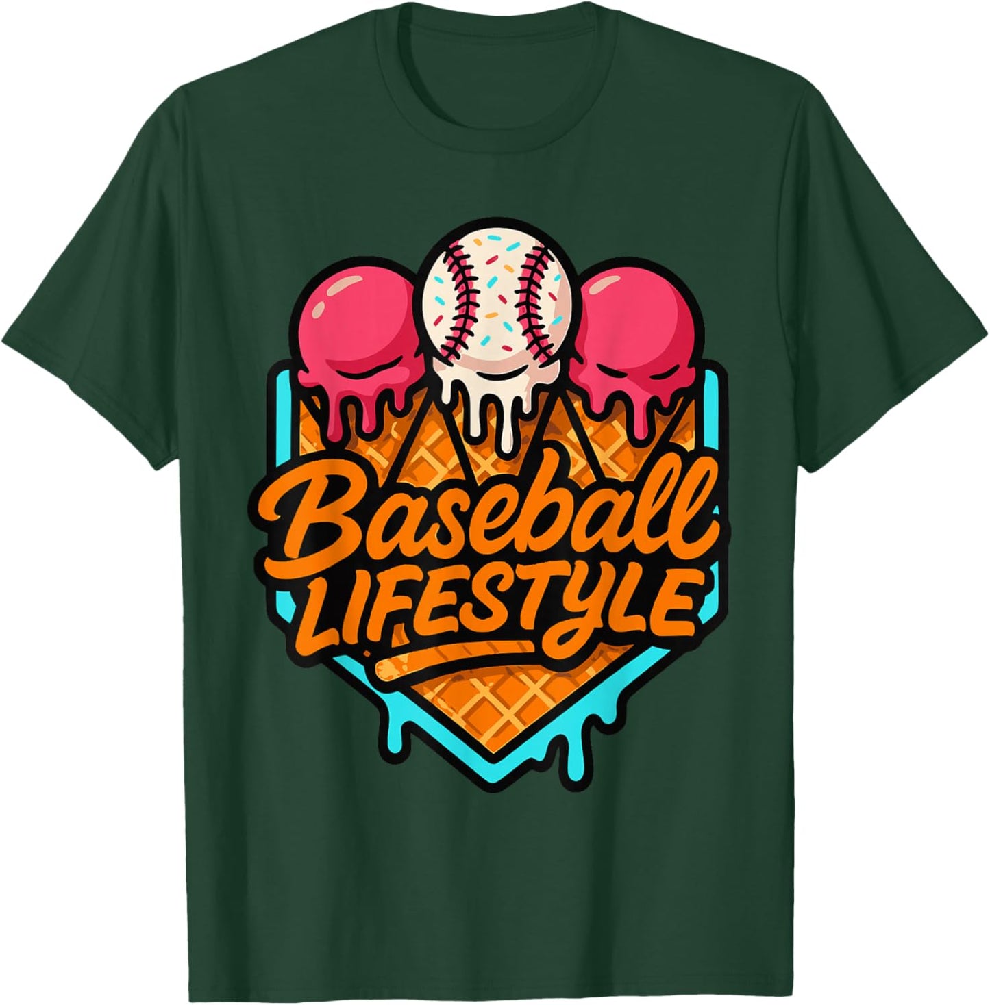 Baseball Lifestyle 101 Apparel Youth Baseball Drip Icecream T-Shirt - T-Shirt | Forest