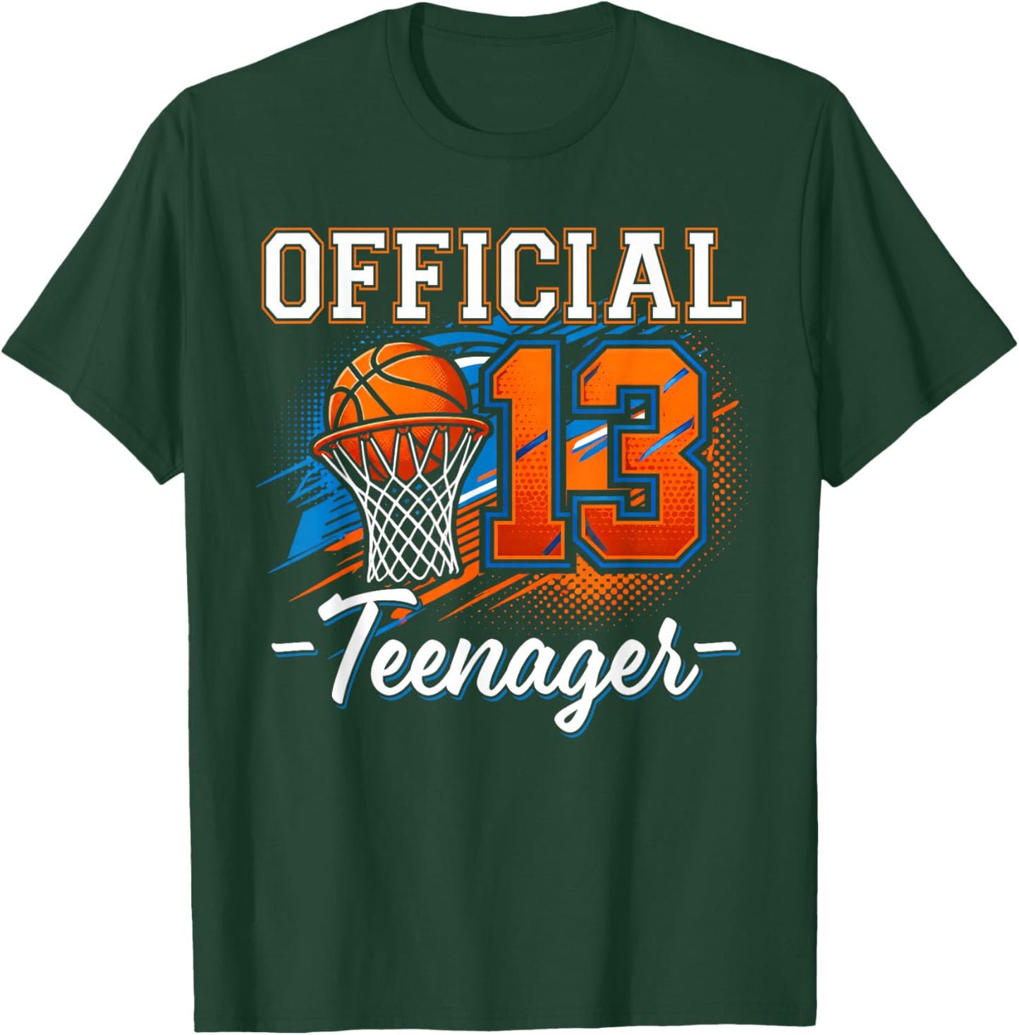13th Birthday Official Teenager Basketball 13 Year Old Boys T-Shirt - T-Shirt | Forest
