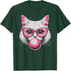 Cat Face Pink Glasses Bubble Gum Cute Kitty Women Girls Kids T-Shirt - T-Shirt | Forest
