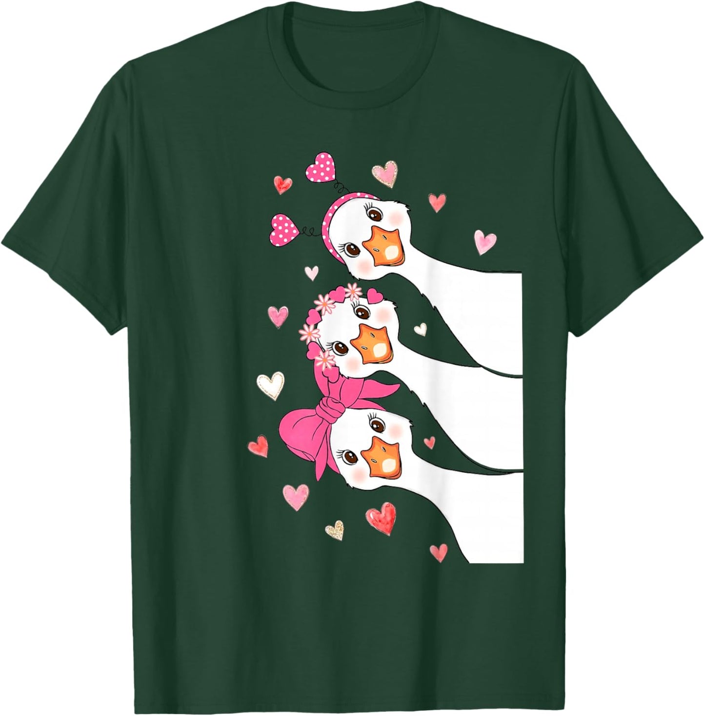 Funny Silly Love Goose Valentine You Make My Heart Go Honk T-Shirt - T-Shirt | Forest