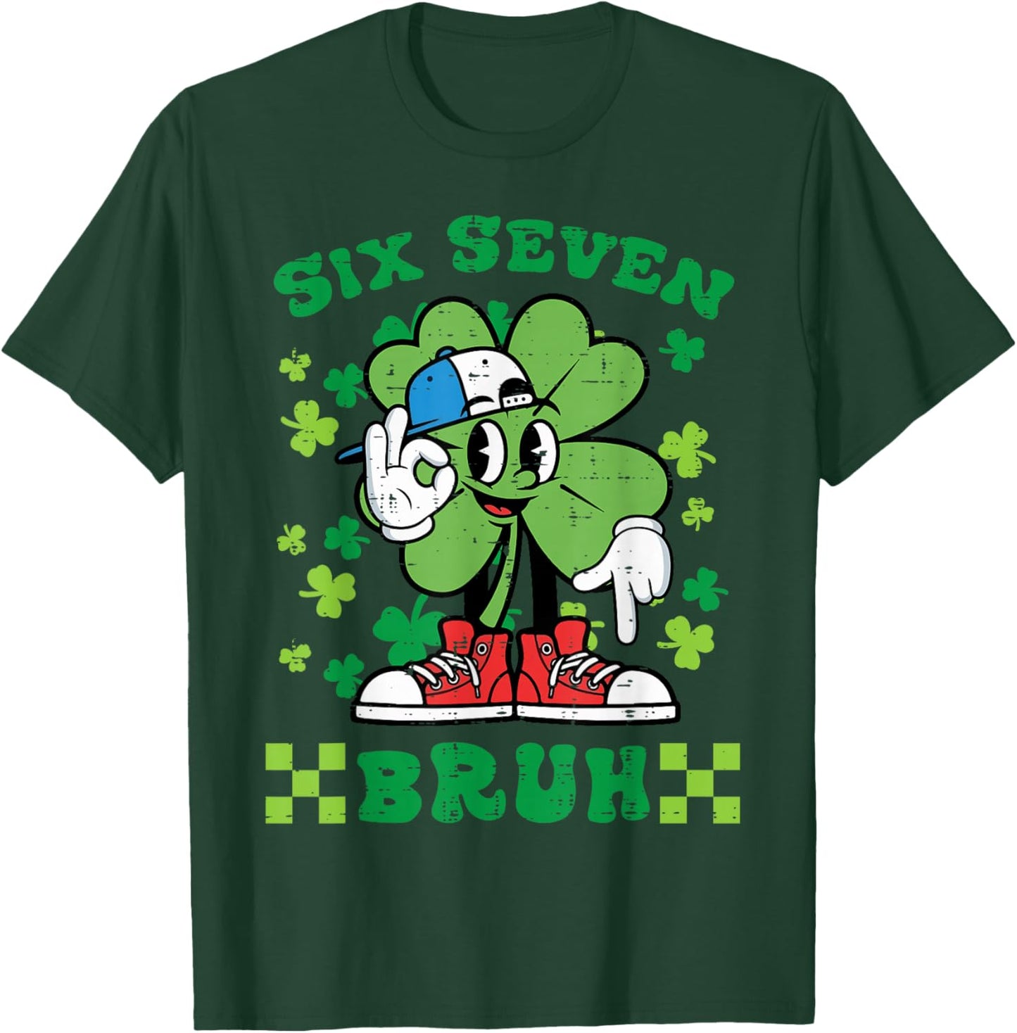 St Patricks Day Six Seven Bruh 6 7 Meme Boys Kids Youth T-Shirt - T-Shirt | Forest