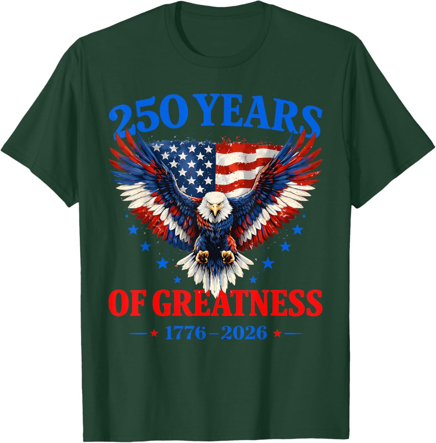Flag Vintage 250 Years American 1776 2026 250th USA Birthday T-Shirt - T-Shirt | Forest
