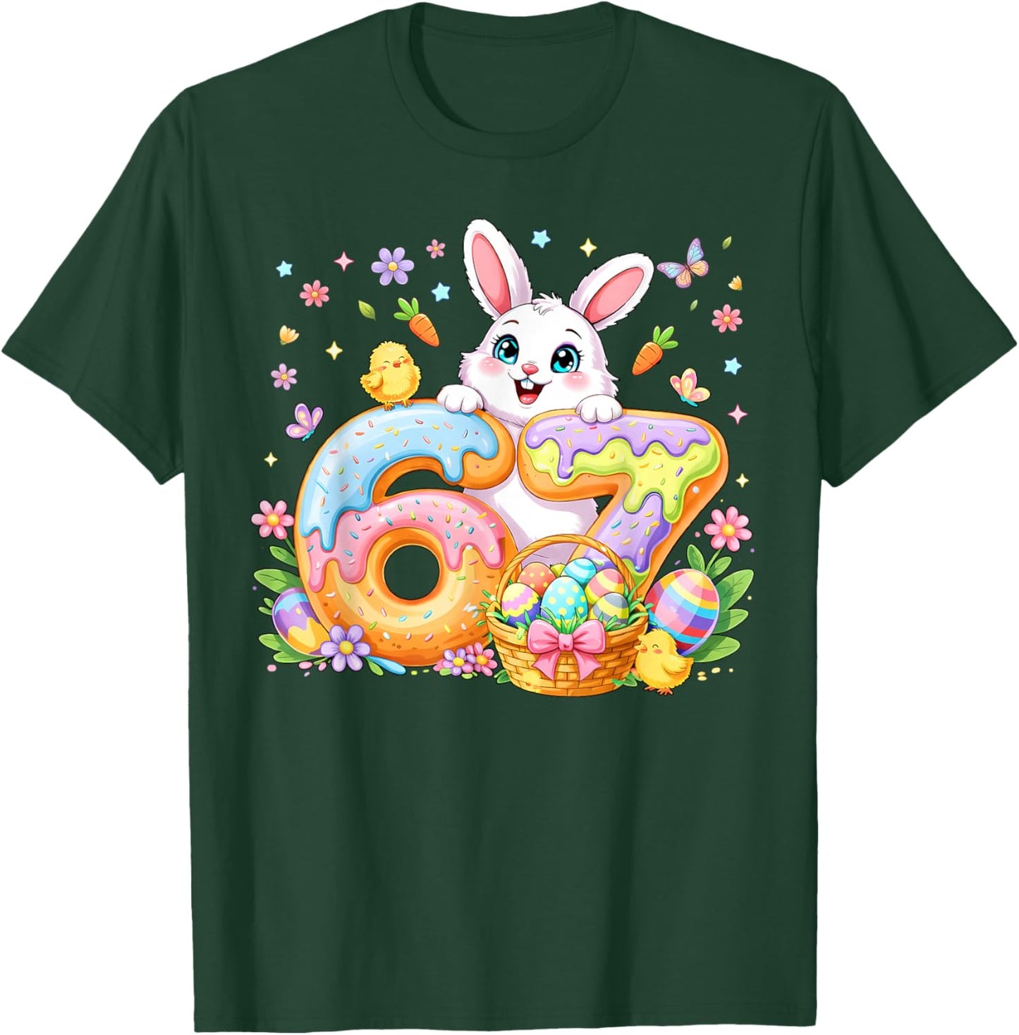 Happy Easter Day Funny 67 Bunny Six Seven Girl Kid Women T-Shirt - T-Shirt | Forest