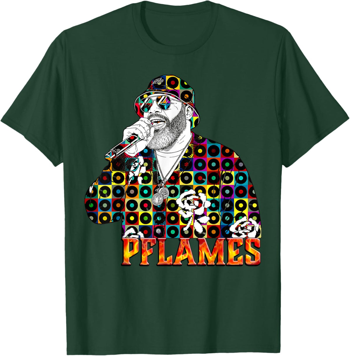 The Joy Experience | PFLAMES Vinyl Mosaic Portrait T-Shirt - T-Shirt | Forest
